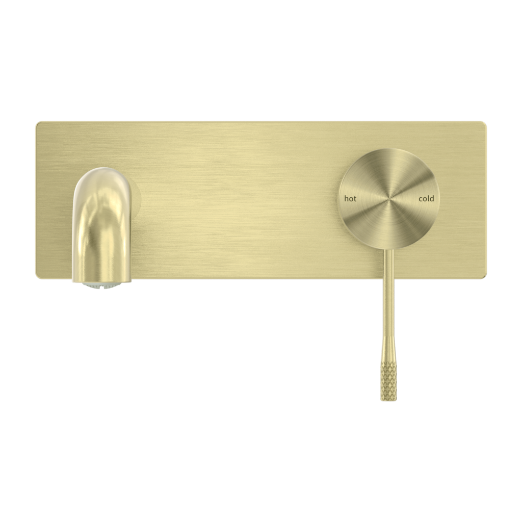 Nero Opal Wall Basin/Bath Mixer Set With Back Plate Brushed Gold