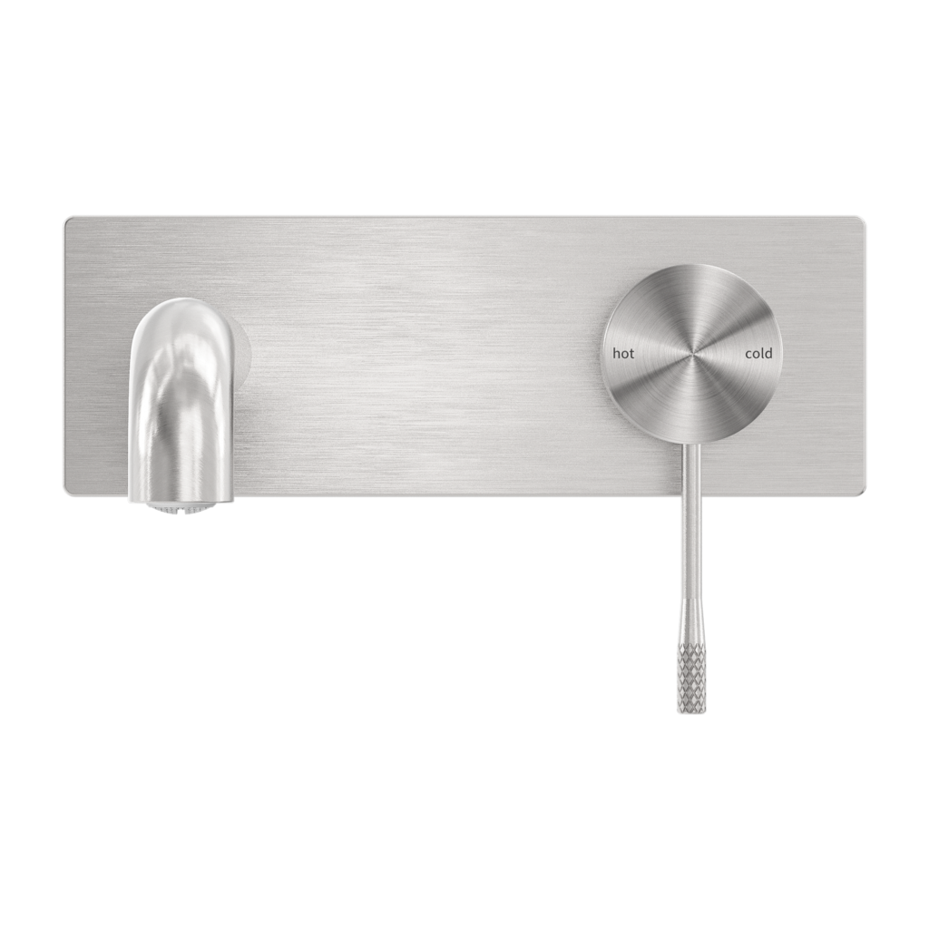 Nero Opal Wall Basin/Bath Mixer Set With Back Plate Brushed Nickel