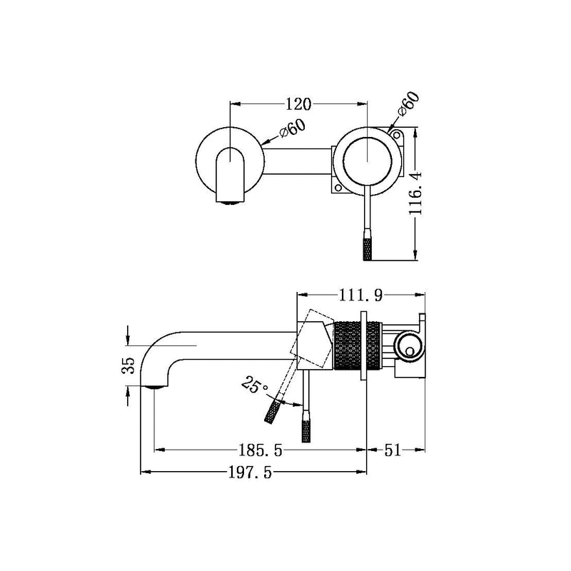 Nero Opal Wall Basin/Bath Mixer Set Graphite