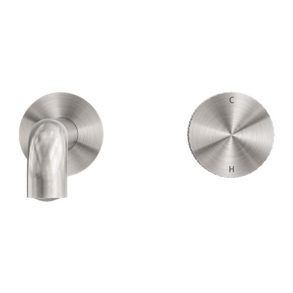 Nero Opal Progressive Wall Basin Mixer Set Brushed Nickel