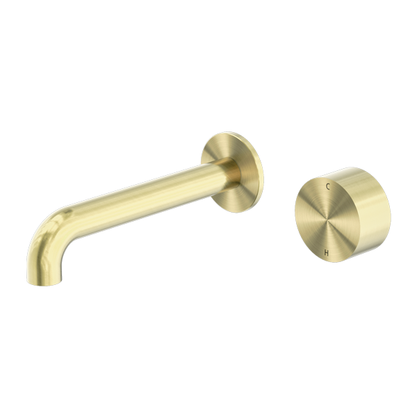 Nero Kara Progressive Wall Basin Mixer Set Brushed Gold