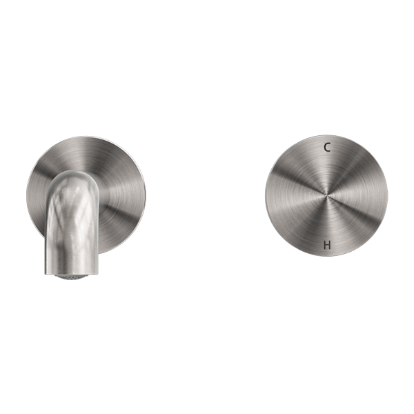 Nero Kara Progressive Wall Basin Mixer Set Brushed Nickel