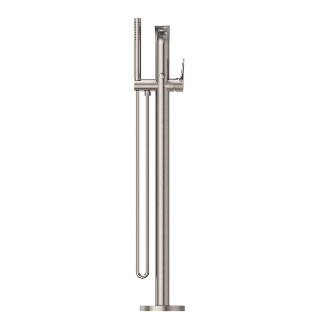 Nero Bianca Freestanding Bath Filler With Hand Shower Brushed Nickel