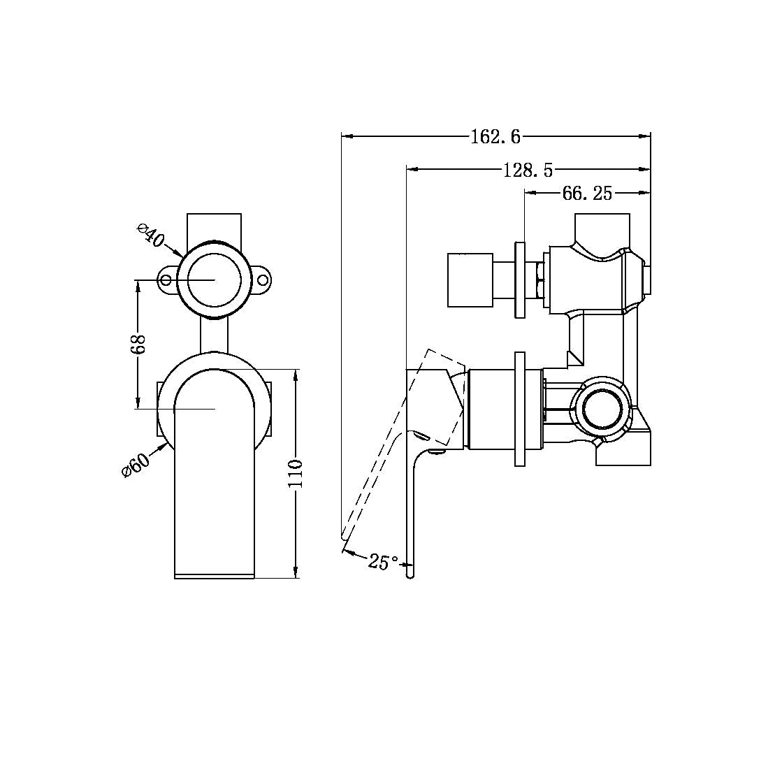 Nero Bianca Shower Mixer With Diverter Gun Metal