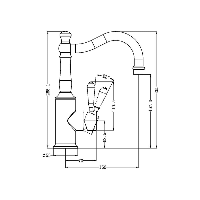 Nero York Basin Mixer Hook Spout Matte Black