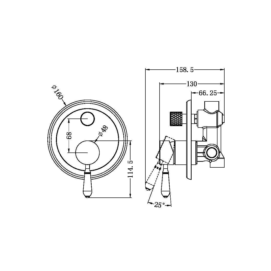 Nero York Shower Mixer With Diverter Aged Brass