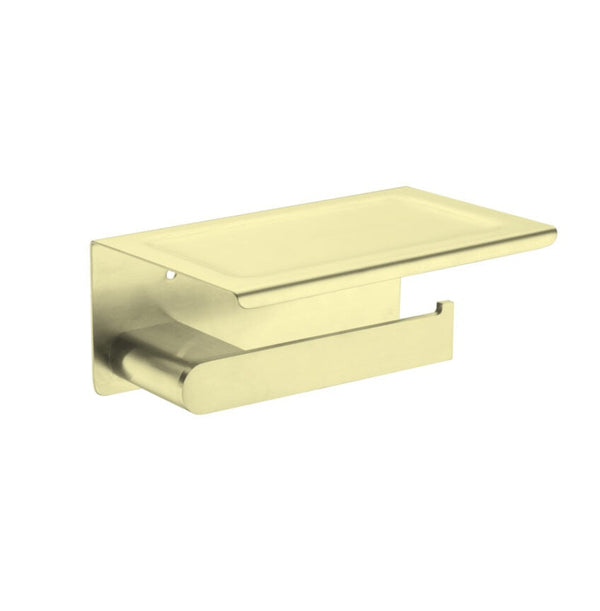 Nero Bianca Toilet Roll Holder With Phone Holder Brushed Gold