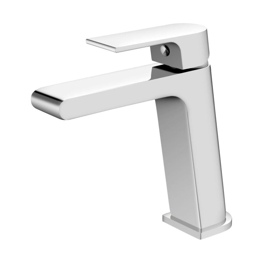 A Chrome basin mixer tap with a sleek, contemporary design.