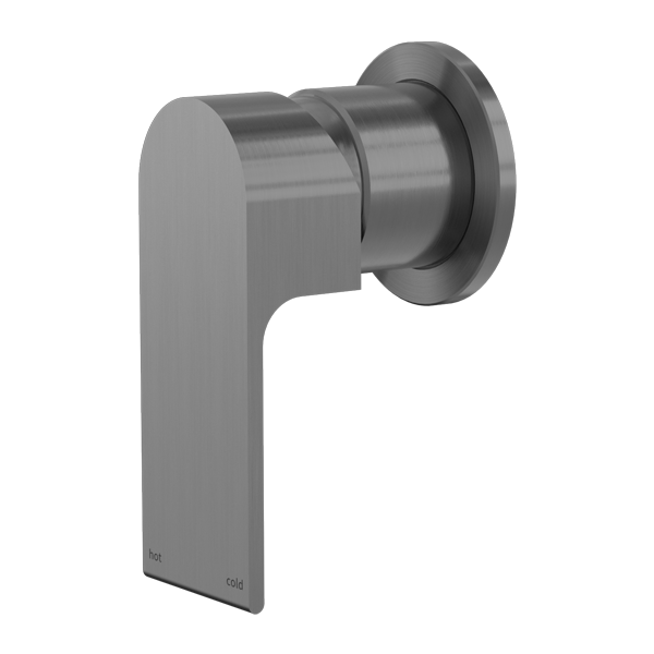 A gun metal shower mixer from the Bianca collection with a sleek design.