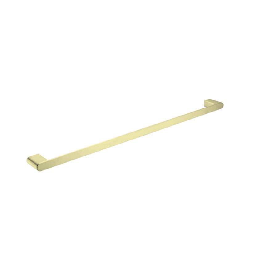 A single towel rail with a brushed gold finish, 800mm in length, from Nero's Bianca collection.