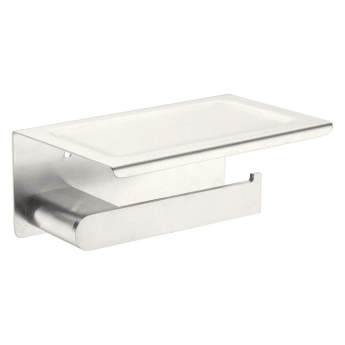 brushed nickel toilet roll paper holder with shelf rest