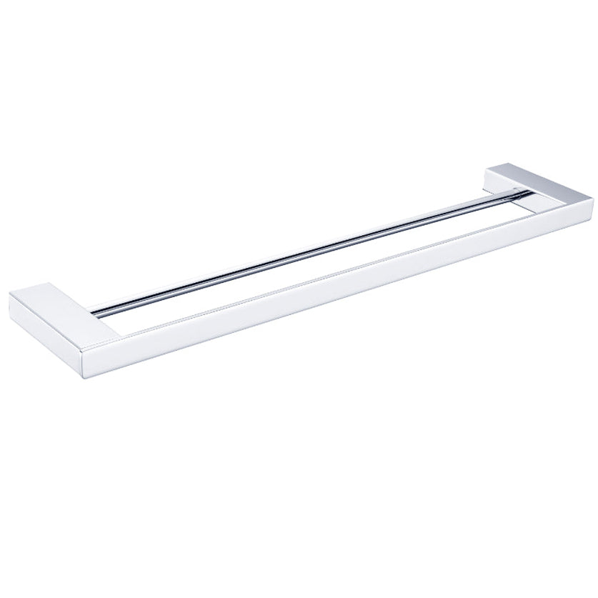 600mm Chrome bathroom double towel rail square design with round centre bar
