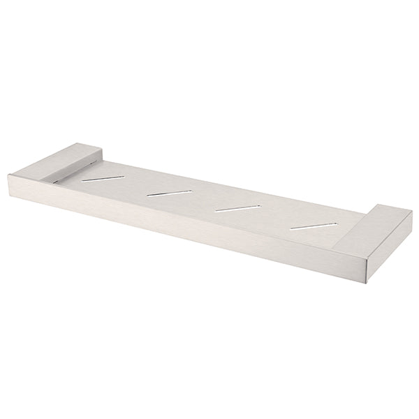 Brushed nickel shower shelf with slots brushed nickel