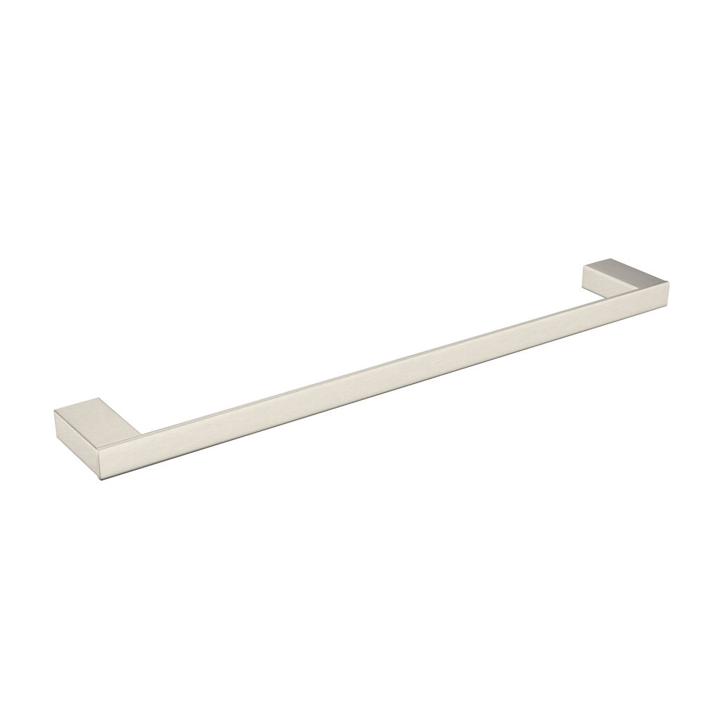 A single towel rail with a brushed nickel finish, 600mm in length, on a white background.