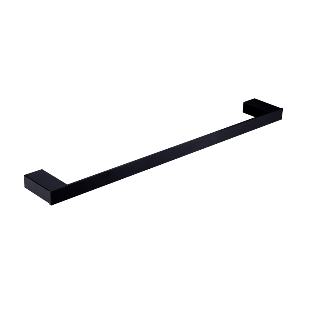 A single towel rail in matte black color, 600mm in length, with a simplistic and modern design.