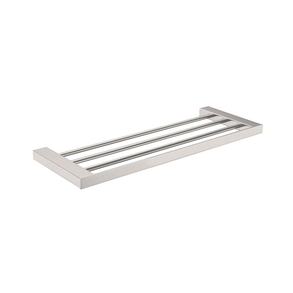 brushed nickel towel storage rack