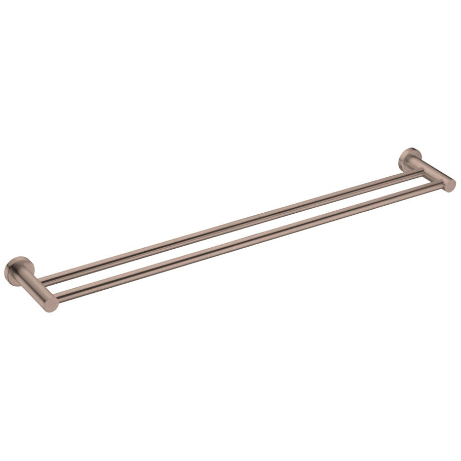 Brushed bronze double towel rail