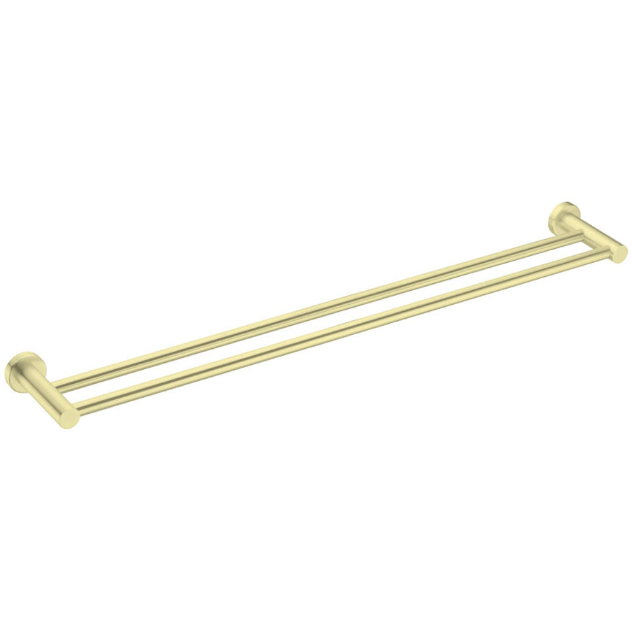 800mm brushed gold double towel rail