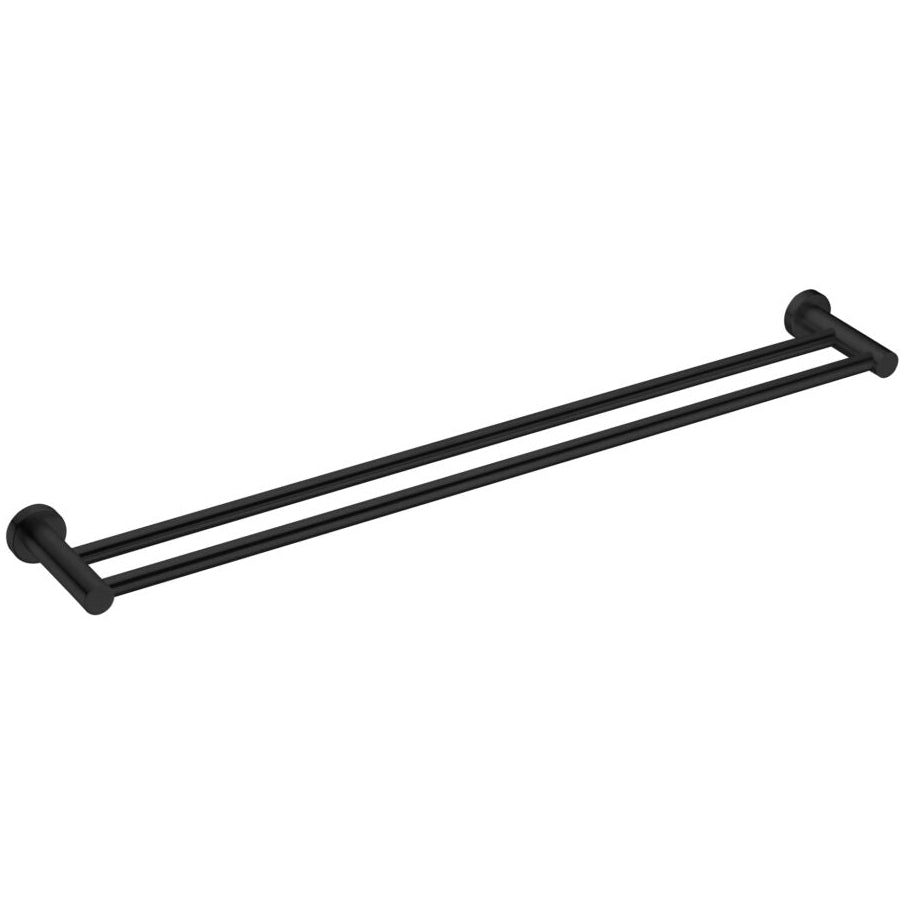 800mm matte black bathroom double towel rail