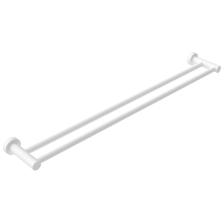 800mm mate white double towel rail