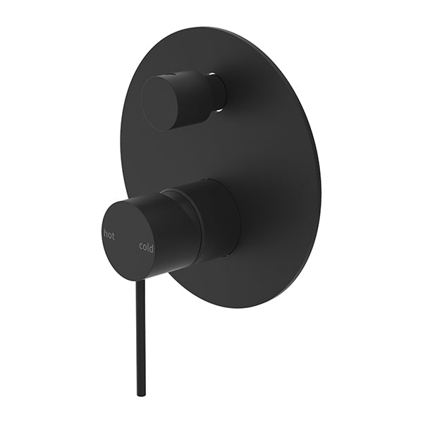 matte black diverter mixer on a round backplate