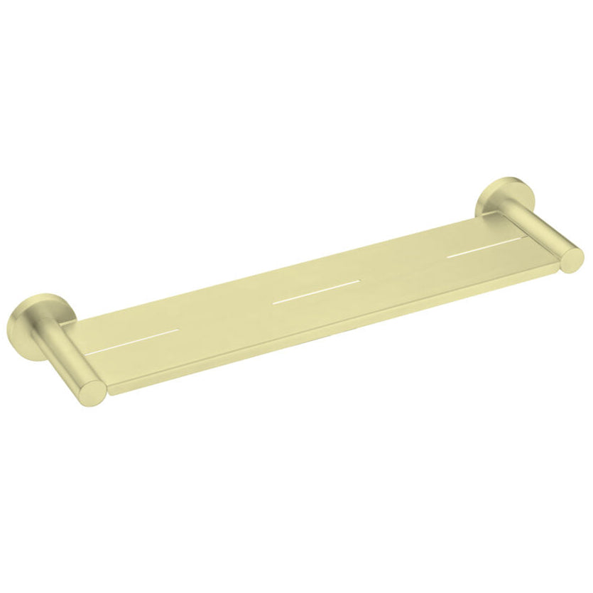 A Brushed Gold shower shelf with a minimalist design from the brand Nero.