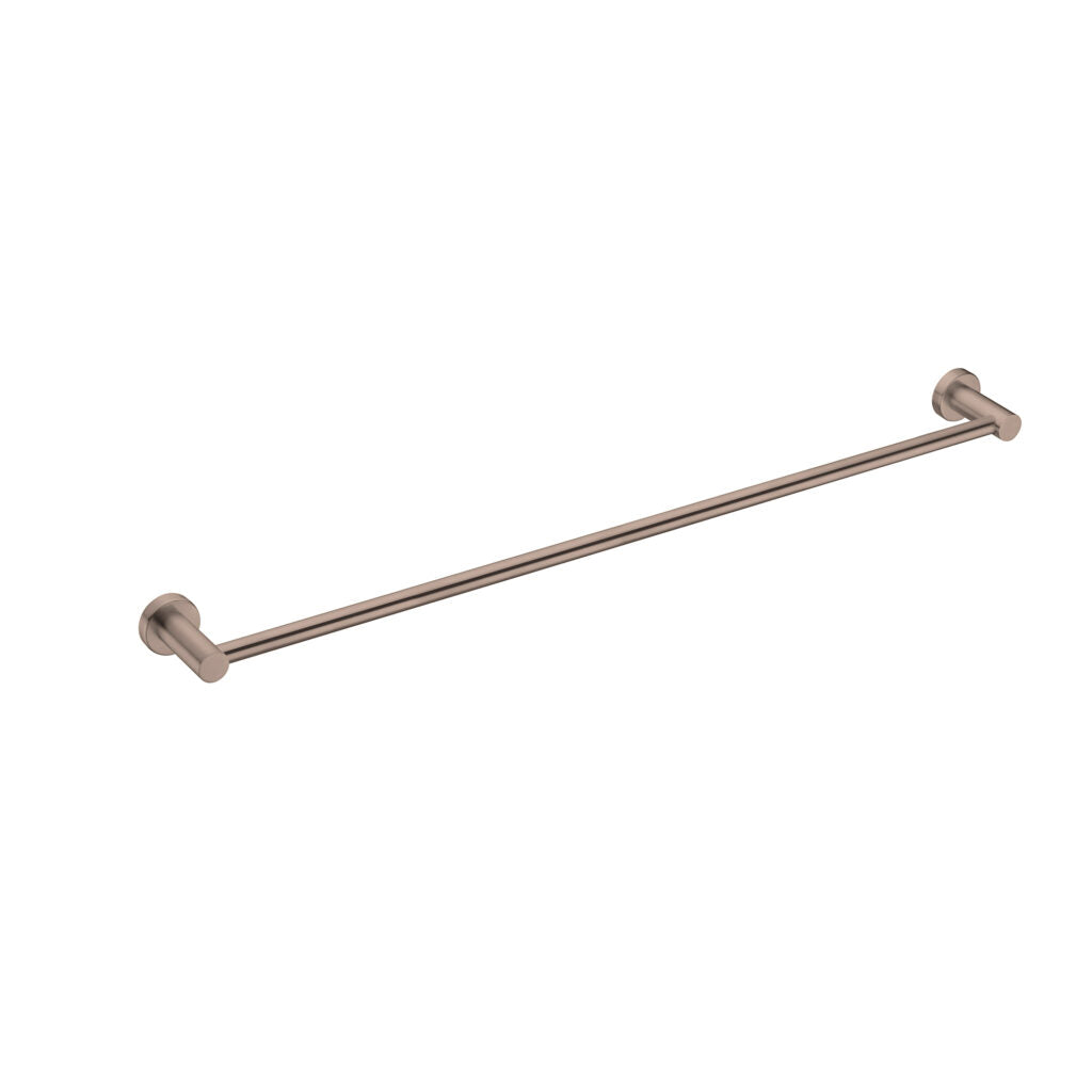 A single towel rail with a brushed bronze finish, 800mm in length, from the Nero Mecca collection.