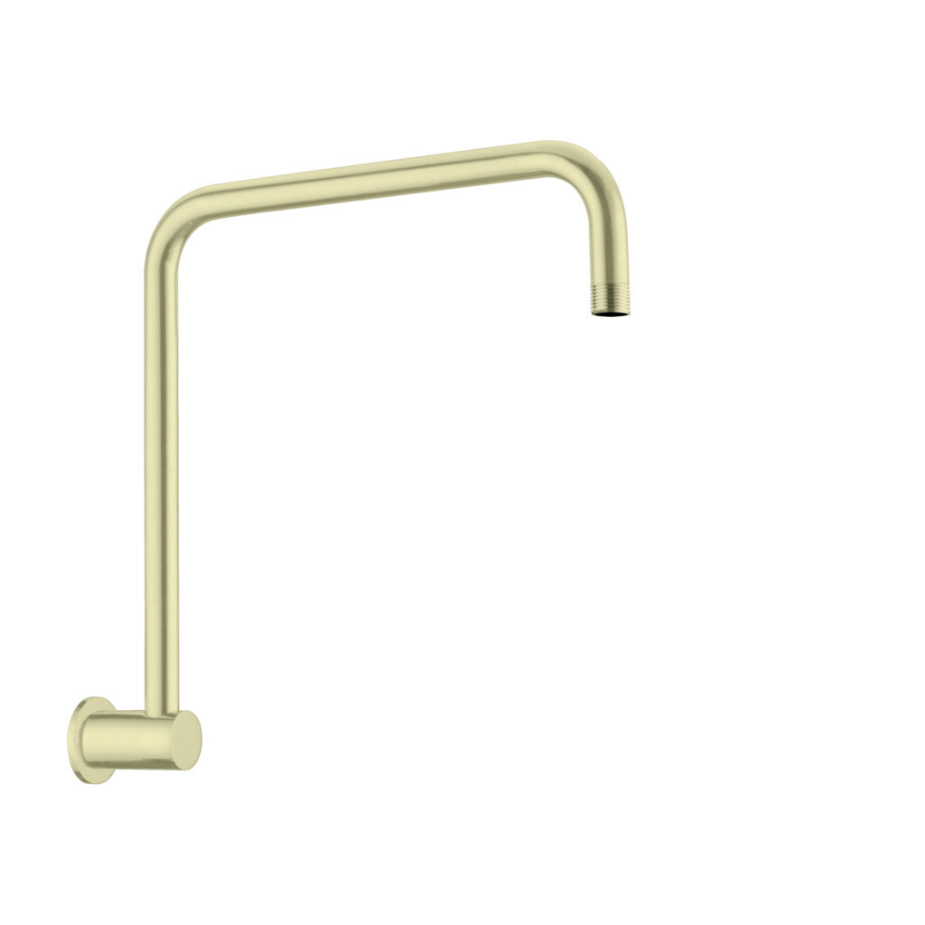 Brushed brass round  up swept swivel shower arm