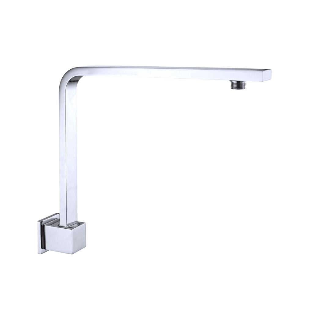chrome wall mount square flat upswept shower arm