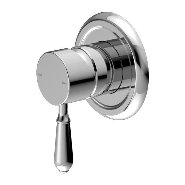 A chrome Nero York shower mixer with a traditional style.