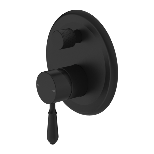 old charm matte black diverter mixer with optional colore handle 