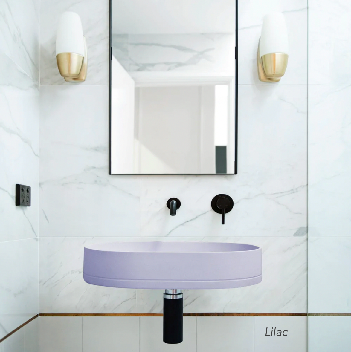 coloured concrete wall hung powder room  basin