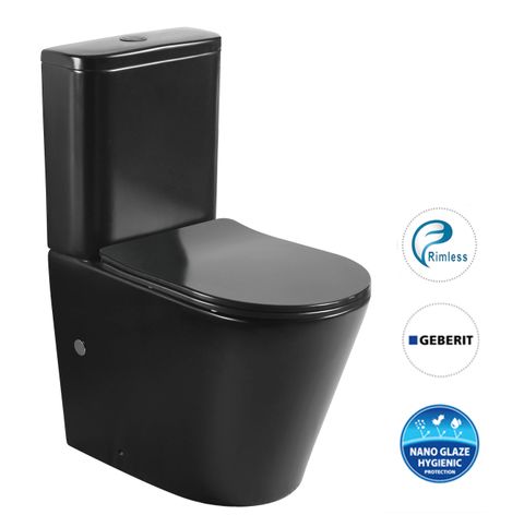 Oasis Rimless Matte Black Toilet Suite (7119666675863)