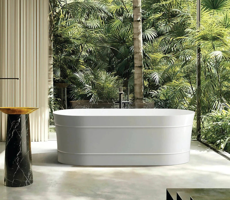 1700mm Unique design Acrylic  Freestanding Bath Gloss White with Thin Edge 