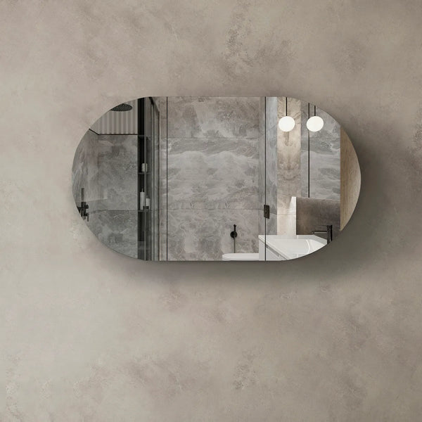 1500mm black oak oval mirror shaving cabinet