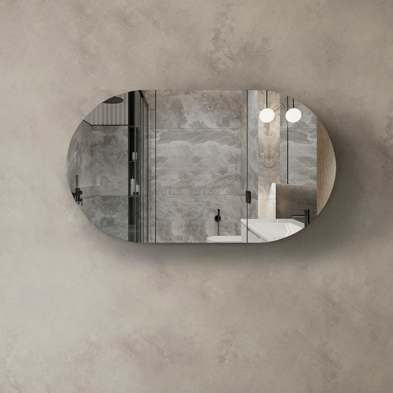 1500mm black oak oval mirror shaving cabinet