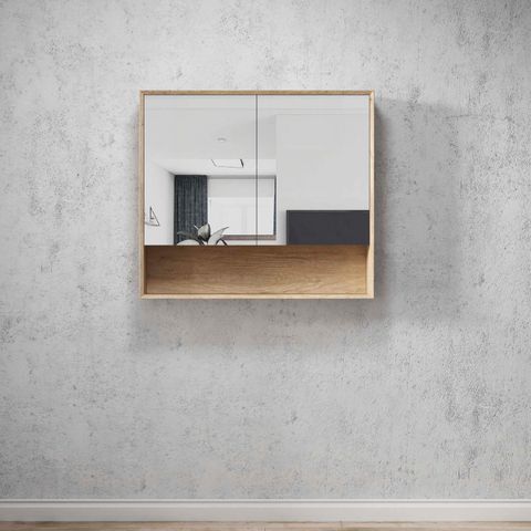 With shelf 900mm mirror shaving cabinet  timber