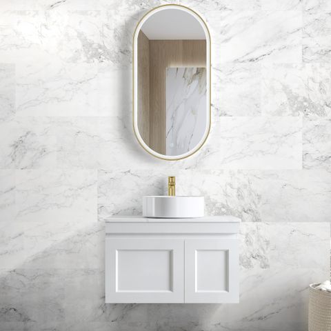 wall hung vanity matte white 750mm 