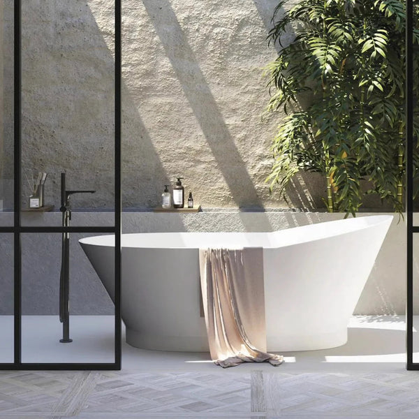 High Back Acrylic 1700mm Freestanding Bath  Gloss White