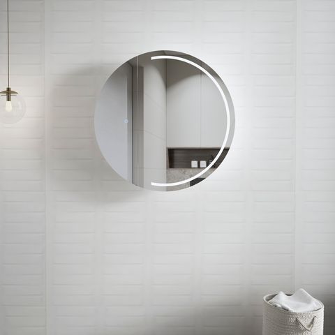 LED round 800mm  matte white shaving mirror cabinet