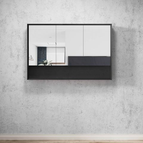 1200mm matte black mirror shaving cabint with shelf