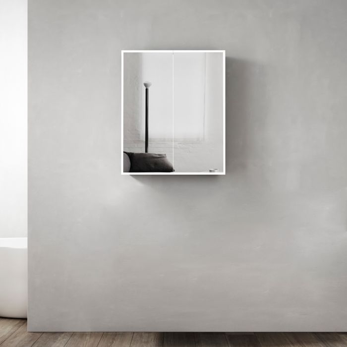 LED matte white 600mm shaving Mirror Cabinet 