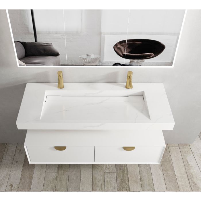 square matte white wall hung bathroom basin