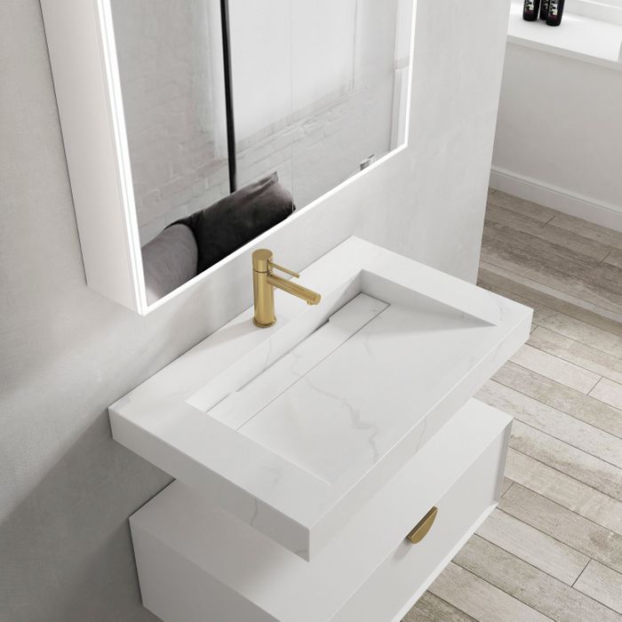 square wall hung bathroom basin 700mm