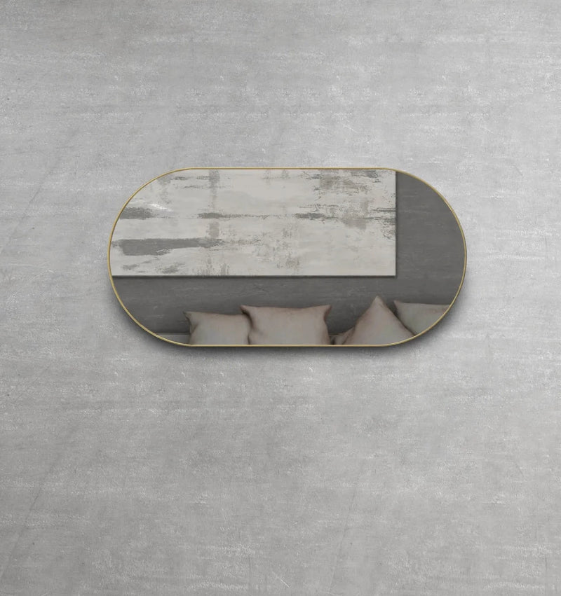 framed brushed gold bathroom vanity mirror