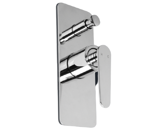 Atlanta chrome push button Shower Mixer with Diverter and square backplare 