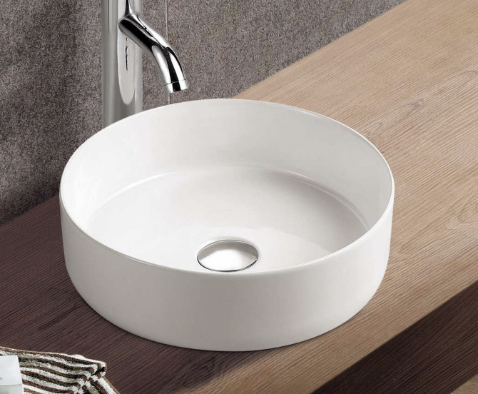 Paco Jaanson Bellagio Halo round slimline 355mm Bench mount Basin Gloss White