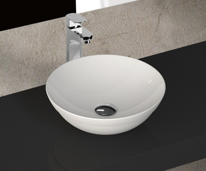 thin edge round tapered gloss white bathroom vanity bench top ceramic basin