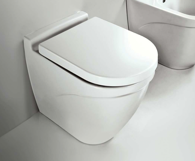 coloured wall faced toilet suit