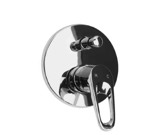 Chrome diverter with round backplate and hollow loop handle